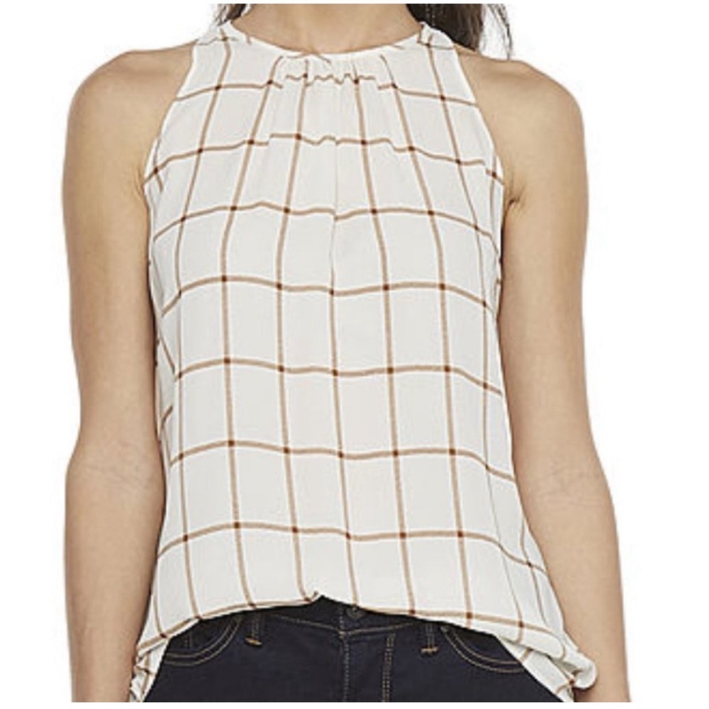 Worthington white Plaid Print sleeveless Tank Top blouse